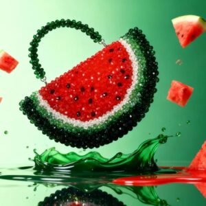 handmade crystal beaded bag luxury designer purse for wedding watermelon handbag with chain evening shoulder bag gift for her unique gifts.